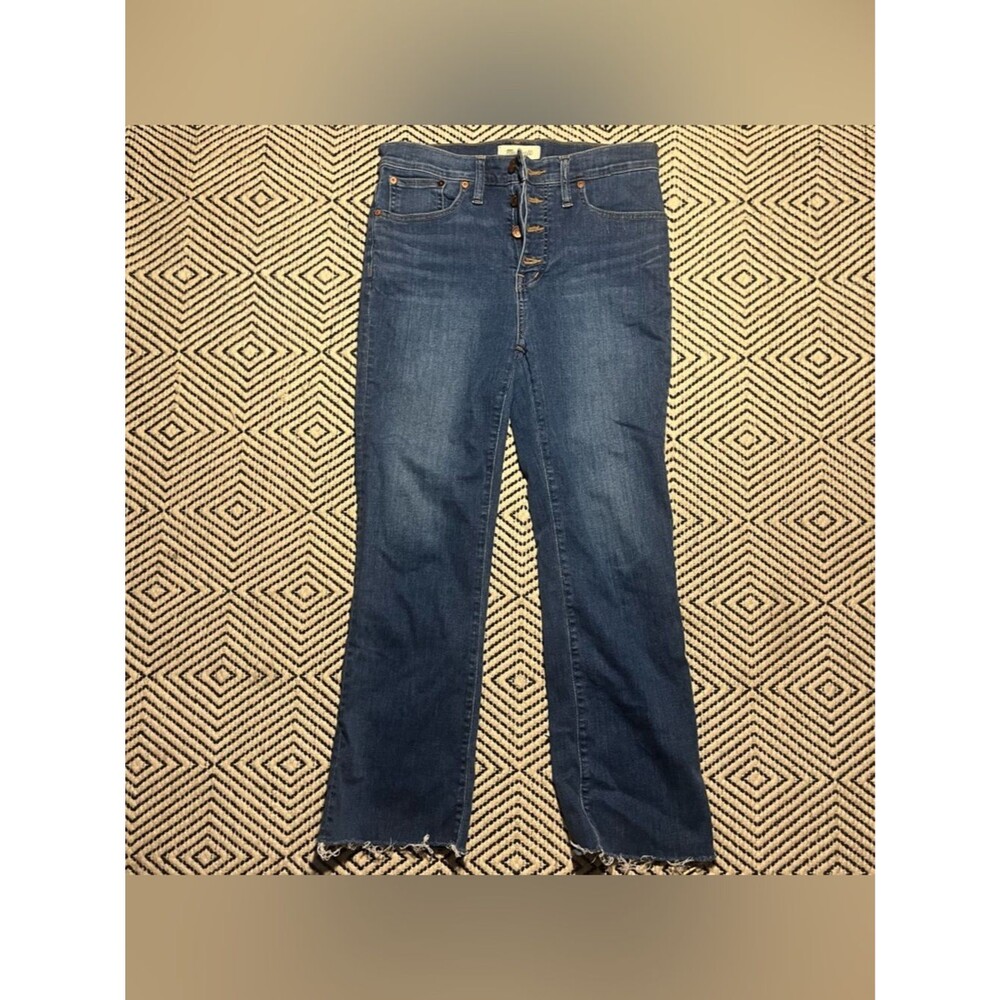 Madewell Cali Demi Boot 28 medium wash button up detail